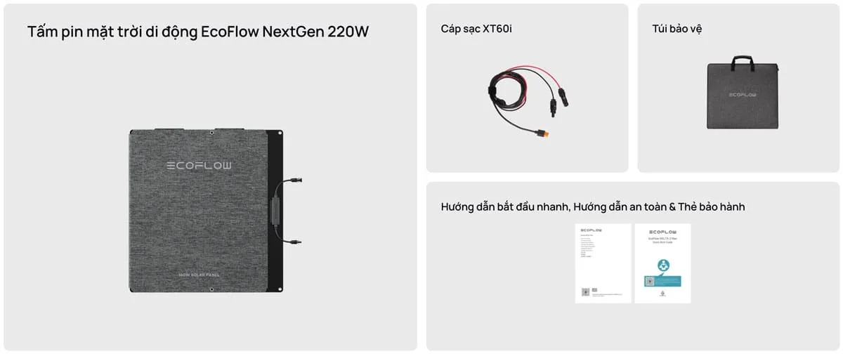 Tấm pin năng lượng mặt trời EcoFlow NextGen | 220W Foldable Solar Panel - Ecoflowvietnam.com